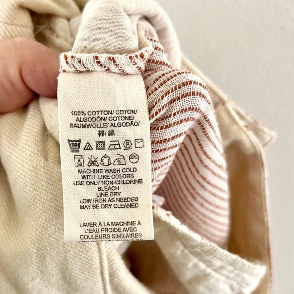 Free People Rumors Yarn Dye Harem Pants In Natural Slouchy‎ Cotton Size 6